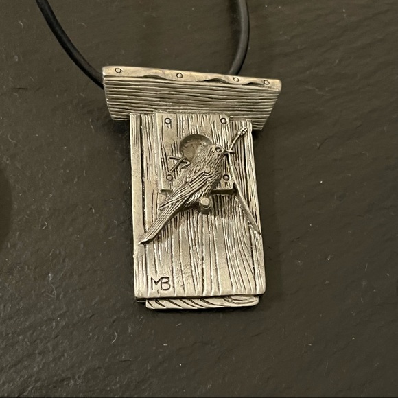 Large Birdhouse Pewter Necklace Bird Nesting by Marjolein Bastin - Picture 3 of 13